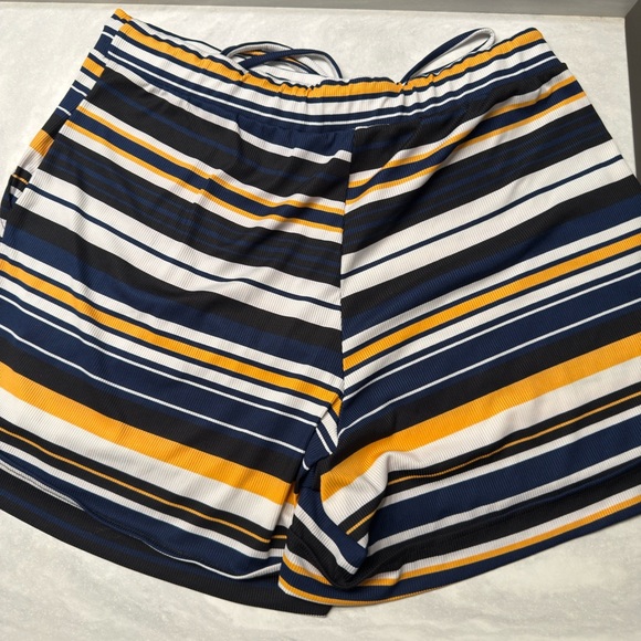 LuLaRoe Striped Blue and Yellow Shorts - Picture 2 of 6